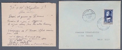 MayfairStamps France FDC 1951 Napoleon Ajaccio to Pairs Letter & First Day Cover