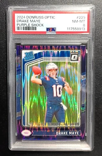 2024 Donruss RatedRookie *Optic Purple Shock* Drake Maye #229 RC PSA 8 NM-MT 🔥