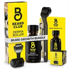 Beard Club Premium Derma Roller & Beard Growth Oil - Microneedling Roller wit...