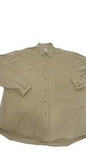 Vtg Carhartt Rugged Outdoor Men Sz L BrwnCanvas Long Sleeve Shirt 100 Cotton US