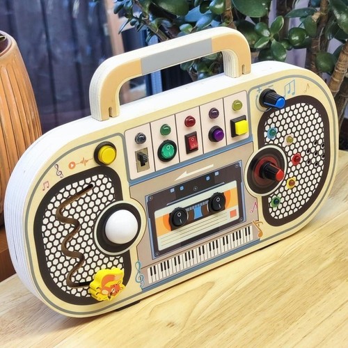 Wooden LED Light Busy Board Toddler Sensory Toy Music Activity Montessori Kids