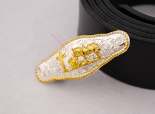 6X Gold Silver Praying Cowboy Leathercraft Western Horse Saddles Belt Conchos