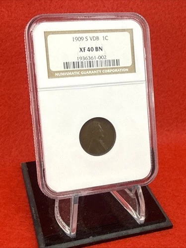 1909-S VDB 1c Lincoln Wheat Small Cent - Key Date - NGC XF 40 BN