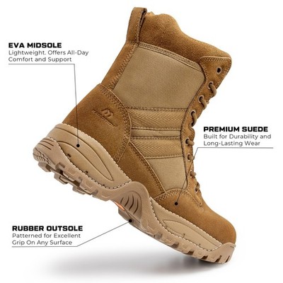 Mens Military Boots, AR 670-1 Compliant, Coyote Brown, Comfortable
