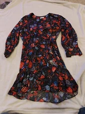 CHLOE KRISTYN FALLON KNEE LENGTH DRESS SIZE XXL WITH TIE AROUND WAIST FLORAL