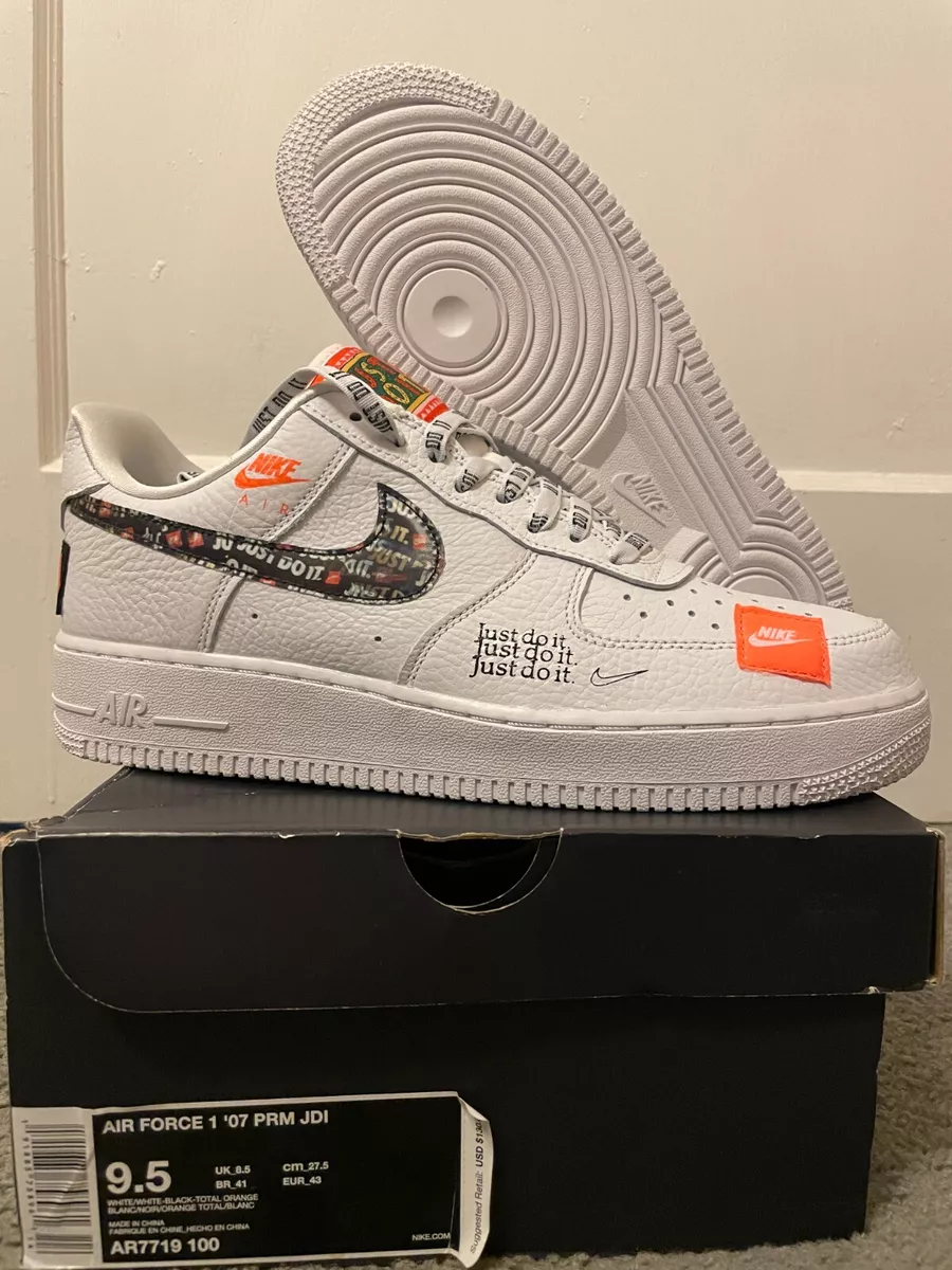 Nike Air Force 1 &#039;07 PRM - Just Do It, Size 9.5, AR7719 100 |