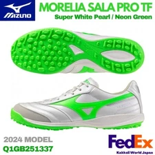 MIZUNO Futsal Shoes MORELIA SALA PRO TF Super White Pearl/Neon Green Q1GB251337