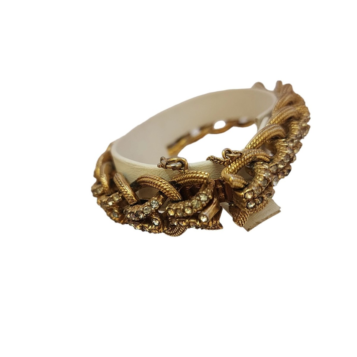 Vintage Ciner Signed Heavy Brushed Gold Rhinestone Chain