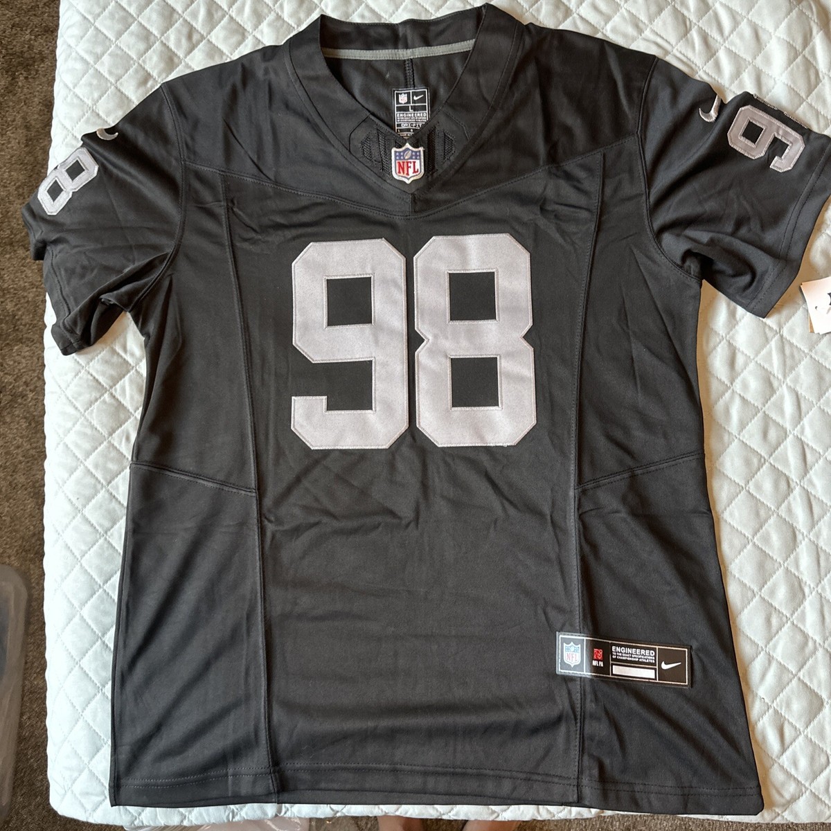 NFL レイダース マックスクロスビー ウェア Las Vegas Raiders Maxx Crosby #98 Nike Black 2025 F.U.S.E.
