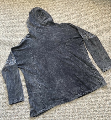 Urban Mangoz SEQUIN Hoodie Women's L Gray Distressed Washed Out Open Front GREAT - Picture 2 of 8