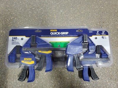 Irwin (2)-6'' (2)-12'' Quick-Grip One-Hand Bar Clamp 4 Piece Set 1964748