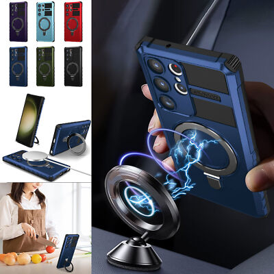 Luxury Rugged Magsafe Kicktand Armor Phone Case For Samsung Galaxy S24 S23 S22 