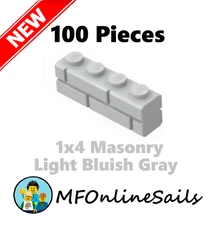 **NEW** 100x Genuine LEGO 1x4 Masonry Bricks - Light Bluish Gray - Piece 15533