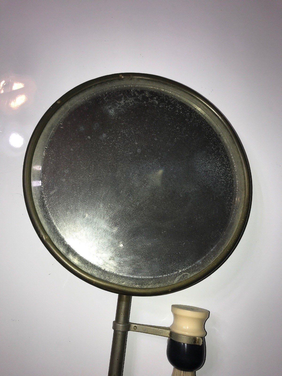 Vintage Antique Metal Shaving Mirror & Adjustable Stand, Mug Brush