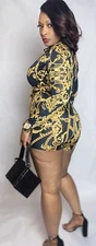Black and Gold Print Romper