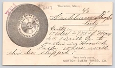 1891 Norton Emery Wheel Co Worcester MA Advertising Postcard