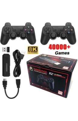 X2 Plus Game Stick Retro Konsole Doppel Wireless Controller 40000+ Spiele 128GB
