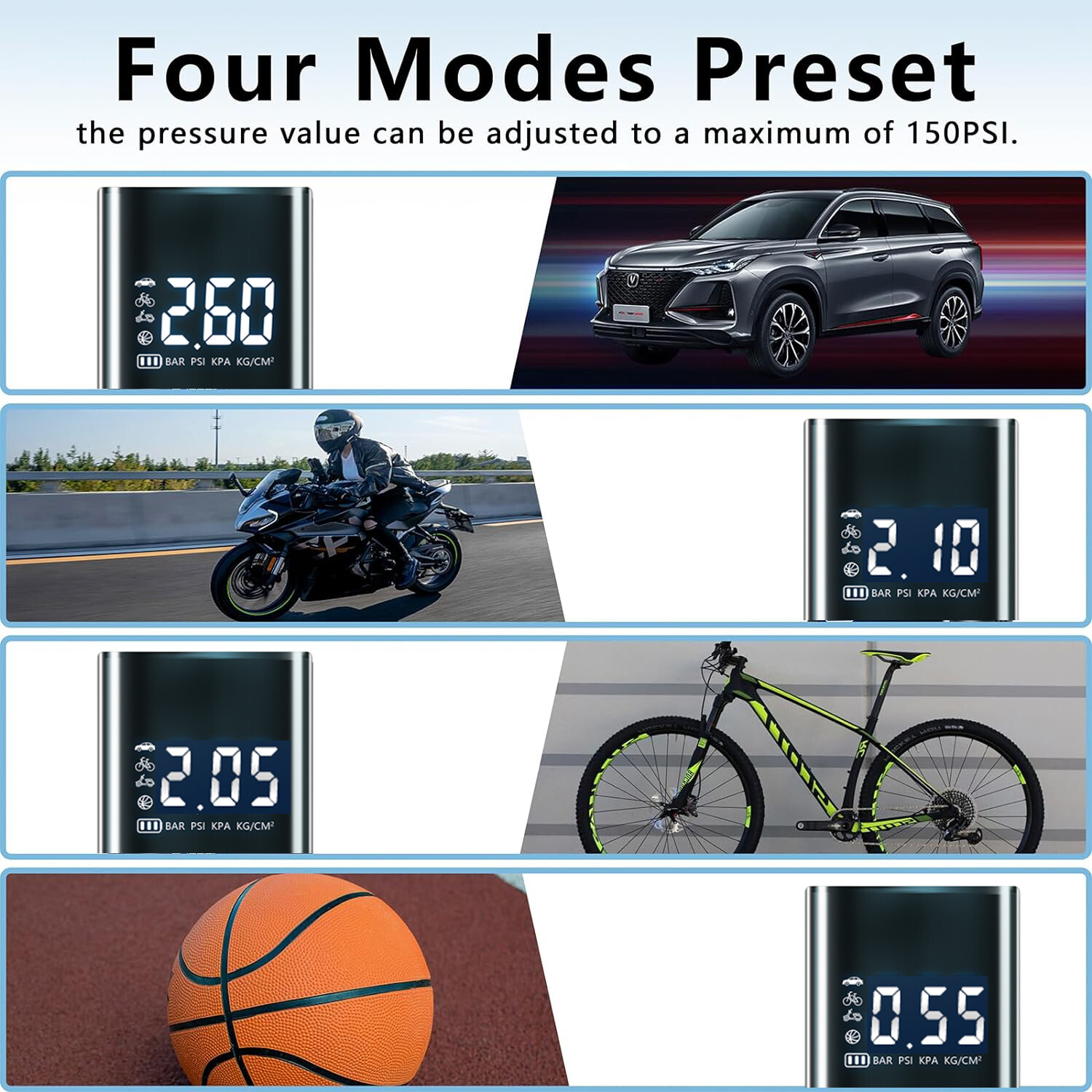 Car Air Compressor Rechargeable Cordless Tire Inflator Portable Air