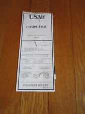 Vintage USAir Airlines Collectible Paper COMPUTRAC Baggage Tracing Receipt 1990s