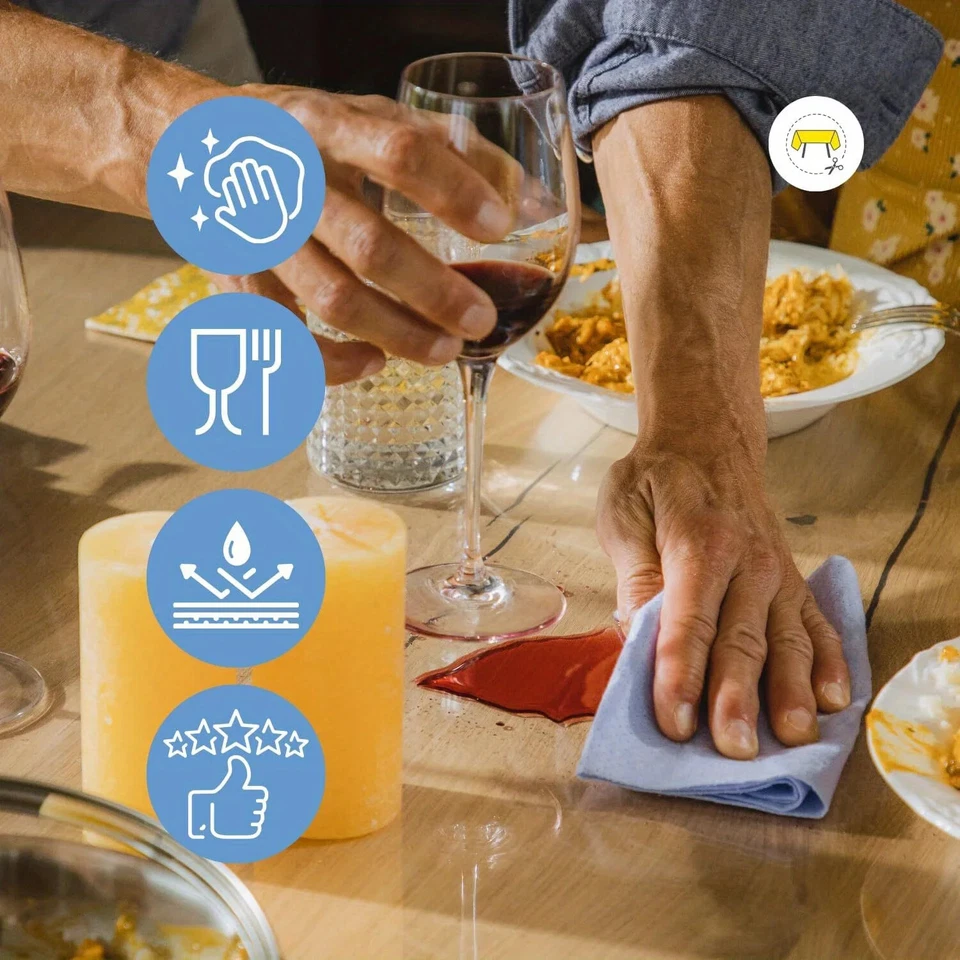 1.5mm Thick Clear Table Cover Protector, Clear Table Protector for Dining Room - Image 4 of 4