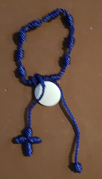 PULSERA AZUL COLGANTE CRUZ LOTE DE 33 UNIDADES -CORDÓN PARACORD AJUSTABLE