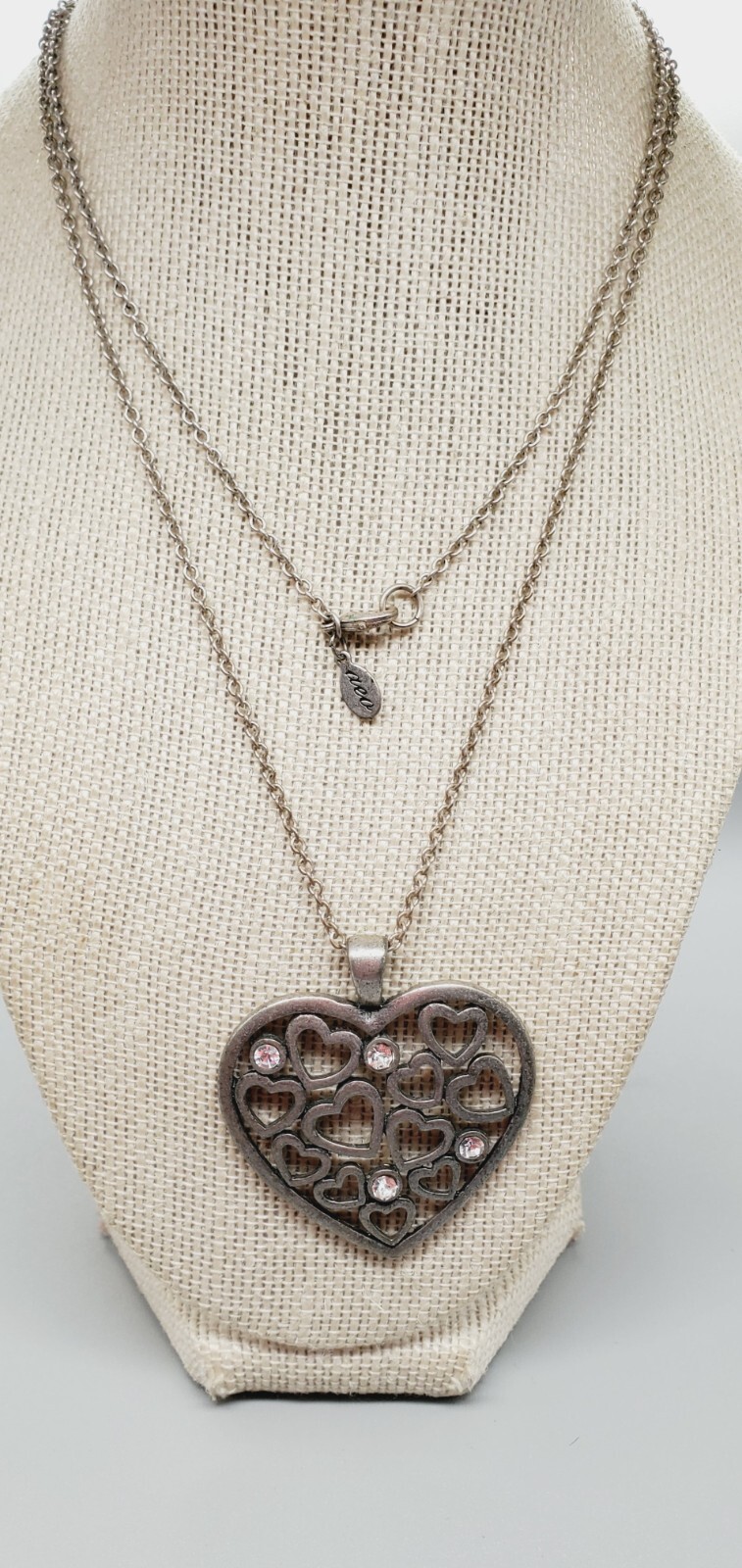 American Eagle Silvertone 1.75" multiple hearts w… - image 2