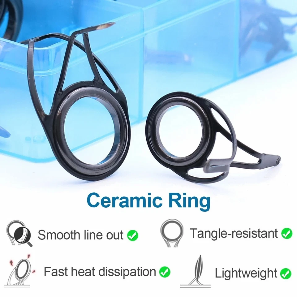 Guía de caña de pescar de 9 km 10 piezas ~ 120 piezas Kit de reparación de caña de anillo de cerámica de acero inoxidable Foto 4 de 4