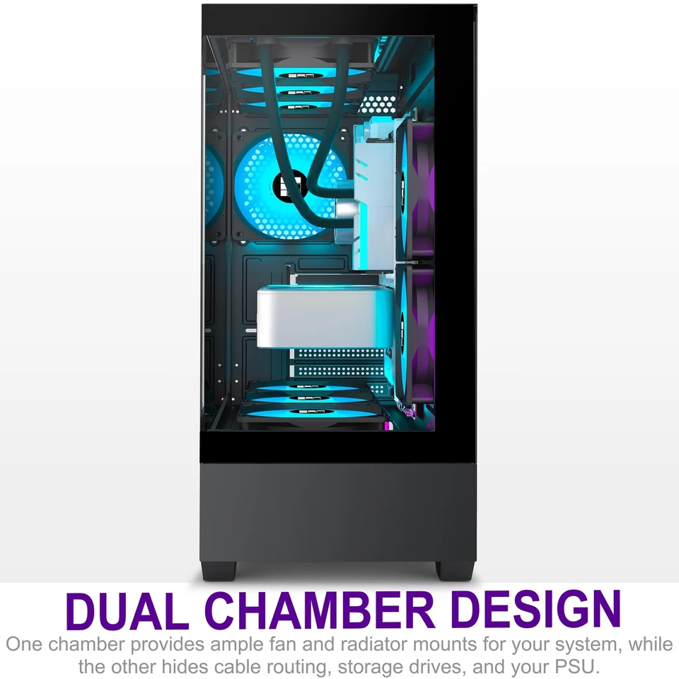 PC Gehäuse - Vorinstallierter 5 PWM ARGB-Lüfter ATX Mid-Tower Gaming PC Gehäu... - Bild 3 von 4