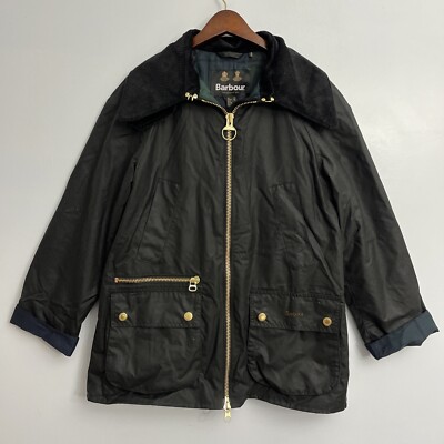 Barbour Gunnerside Wax Jacket in Black Sage & Ancient Women s Size USA 8 UK 12