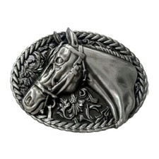Horse Head Rodeo Cowboy Western Metal Belt Buckle 3D