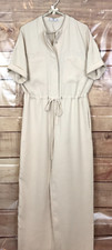 Mango Suit Women S Oversized Romper Light Beige Hidden Buttons Pocket Drawstring