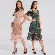 1920s Vintage Gatsby Ballroom Festival Party Dance Costume Sequin Beading Dress