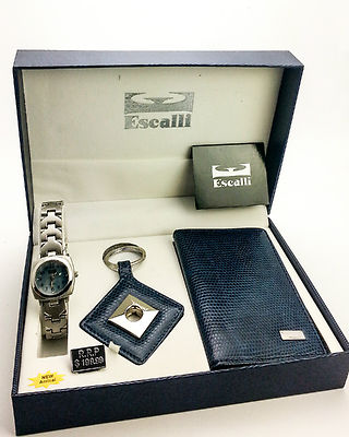 ESCALLI: WOMEN'S ANALOG WATCH, KEY CHAIN AND WALLET  GIFT SET