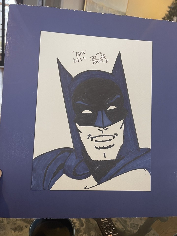 Bob Kane original art Signed 1991 Comic Art