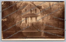Antique RPPC 1918 residential house Melrose Park Illinois Real Photo Postcard