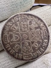 1672 King Charles II Silver Half Crown Third Bust Quarto Rare Lower C !!