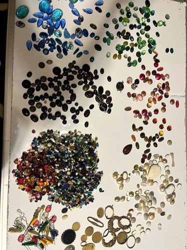 Vintage jewelry making stones costume cameos brass fittings