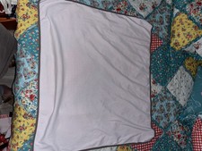 Carter's Pink White Stripes Baby Swaddle Blanket Brown Edge Trim Jersey Knit