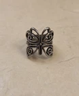 Vintage Sterling Silver Butterfly Ring 3 Band Ornate Israel Size 4.75