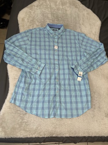 New Izod Blue Bachelor Button Down Plaid Shirt Size XL NWT