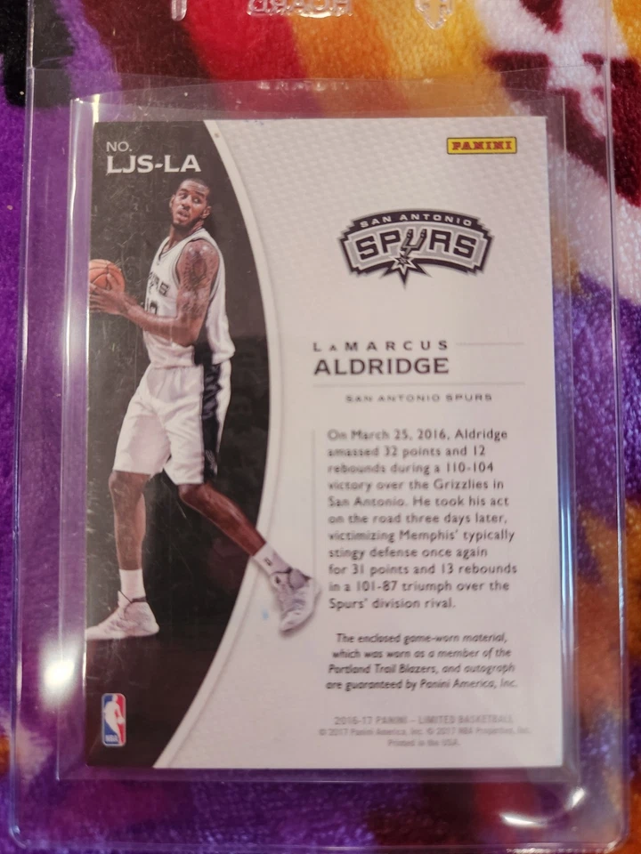 2016-17 Panini Limited - Jersey Signatures LaMarcus Aldridge #LJS-LA 24/25 Auto - Image 3 of 4