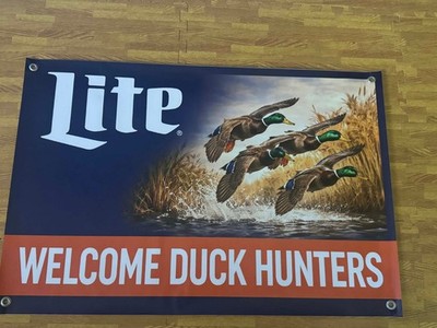 Miller Lite Welcome Duck Hunters Banner 36x24 Hunting Mancavedecor Garage Bar