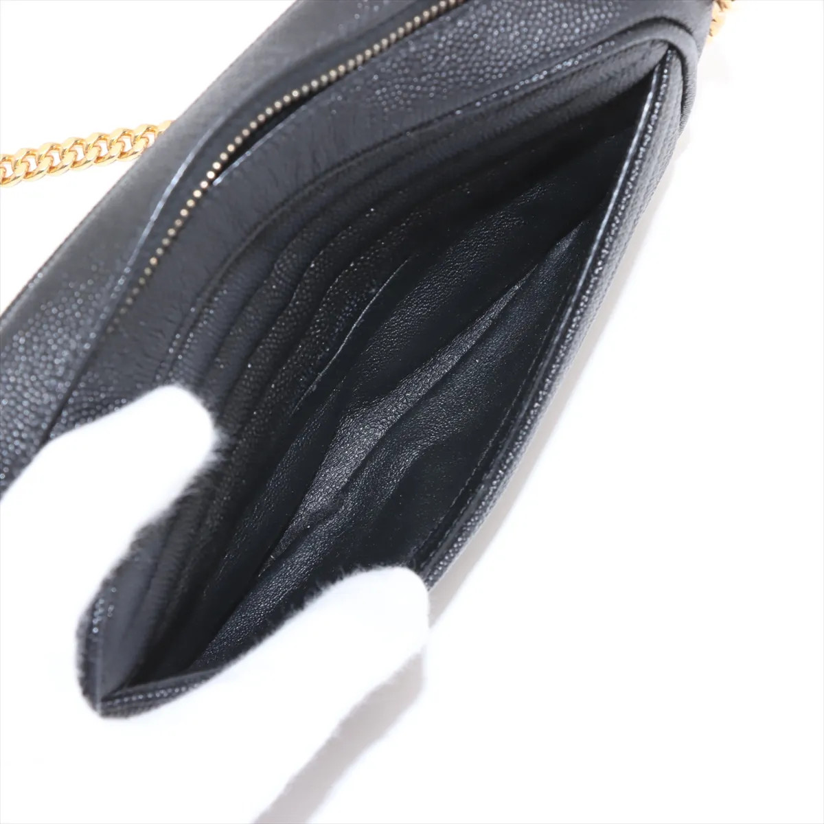 Saint Laurent Paris Leather Chain Shoulder Bag Black 618057 thumbnail 7
