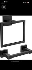 Forious Matte Black Toilet Paper Holder Towel Ring square
