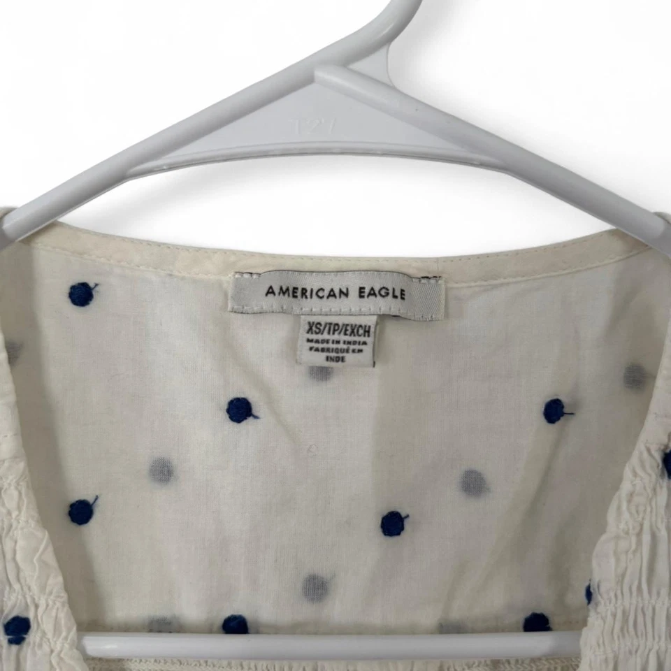 American Eagle 90s Coquette Babydoll Boho Festival Lunares Corbata Top Talla XS Foto 2 de 2