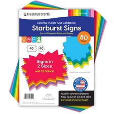 80 pcs Starburst Signs Multicolor Blank Tags in 2 Sizes for Retail Sales US M...