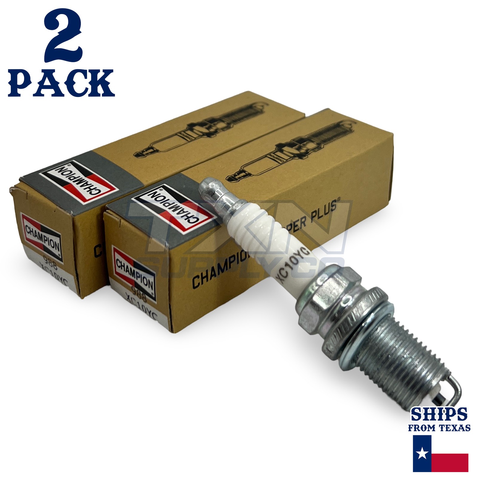 Champion XC10YC-2PK Copper Plus Small Engine Spark Plug Stock - 988 2 Pack