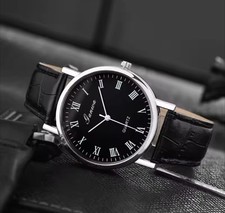 Men's Watch Fashion Arabic Quartz Watches Leather Band Wristwatches Quartz...