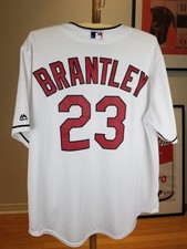 VINTAGE CLEVELAND INDIANS #23 BRANTLEY COOL BASE MAJESTIC MLB BASEBALL JERSEY XL