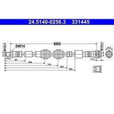 1x ORIGINAL® Ate Bremsschlauch Vorne für Mercedes-Benz M-CLASS GLE Coupe